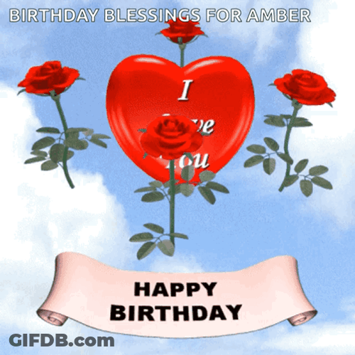 Happy Birthday My Love Spinning Rose And Heart GIF
