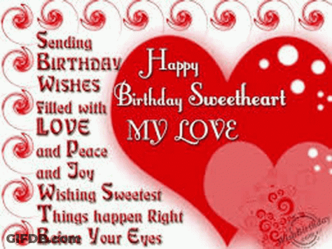 Happy Birthday My Love Sweet Text Design GIF