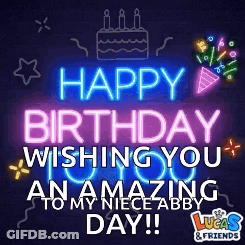 Happy Birthday Neon Sign For Abby GIF