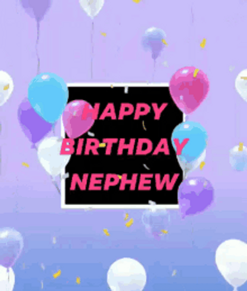 Happy Birthday Nephew Cute Balloons Floating GIF
