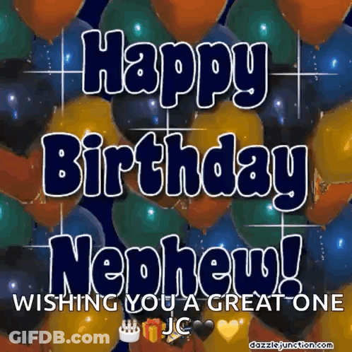 Happy Birthday Nephew Greeting Card With Balloons GIF