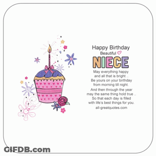 Happy Birthday Niece Cupcake Sparkling GIF