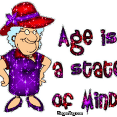 Happy Birthday Old Lady Shimmering Graphic Design GIF