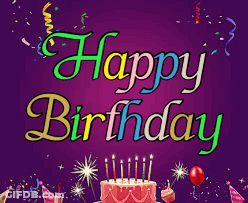 Happy Birthday On Purple Background GIF