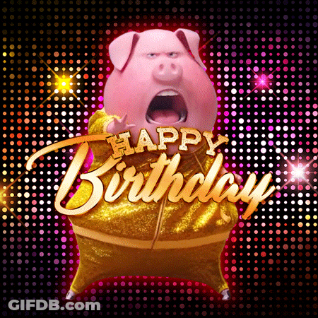 Happy Birthday Pig In Gold Outfit GIF