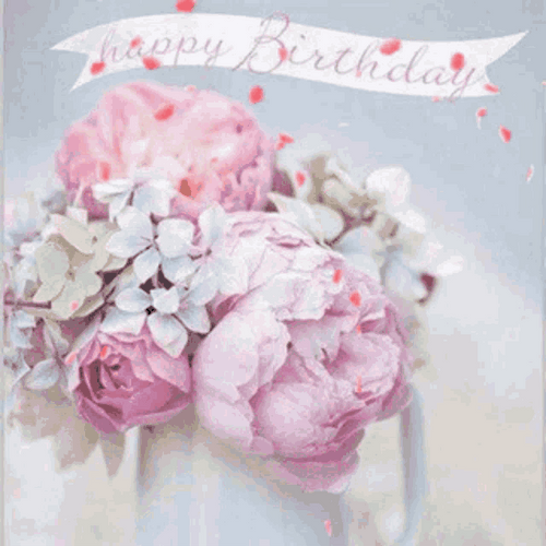 Happy Birthday Pink Flower Petals GIF