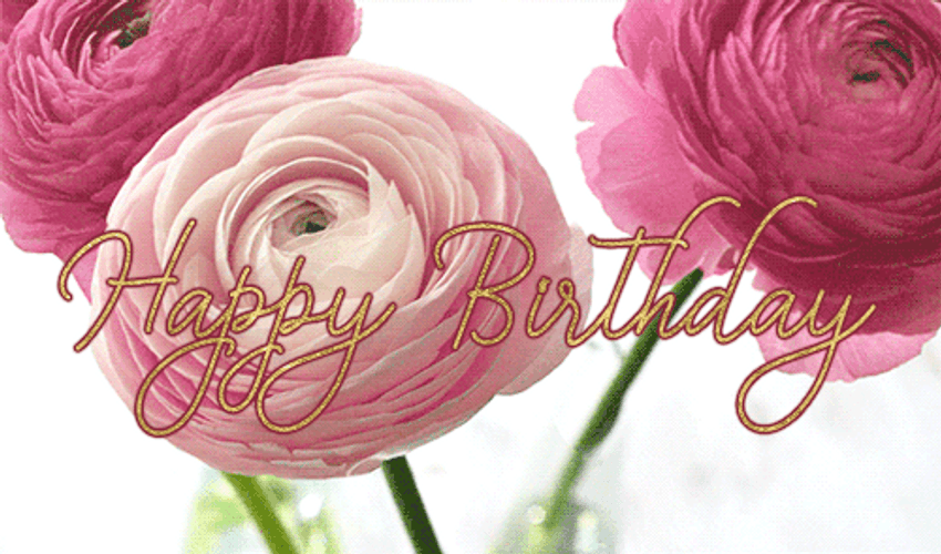 Happy Birthday Pink Spring Flowers GIF