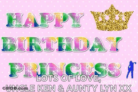 Happy Birthday Princess Lots Of Love Uncle Ken And Aunty Lynn Xx GIF