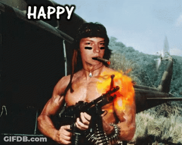 Happy Birthday Rambo Machine Gun GIF