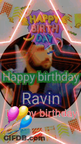 Happy Birthday Ravin Balloons GIF