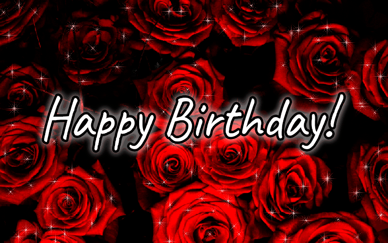 Happy Birthday Red Flower Bouquet GIF