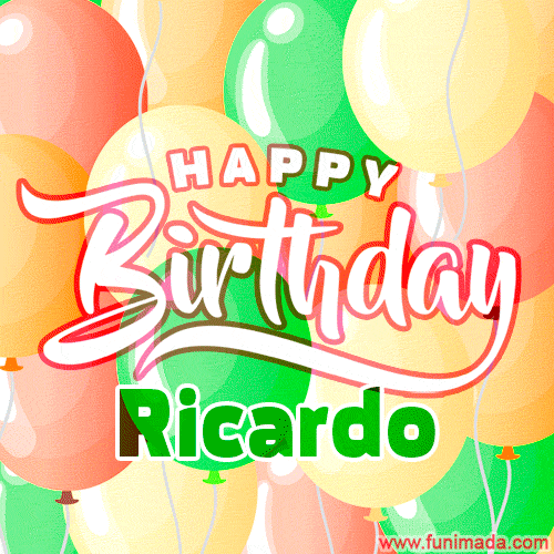 Happy Birthday Ricardo Balloon Background GIF