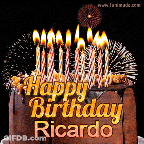 Happy Birthday Ricardo Chocolate Cake GIF