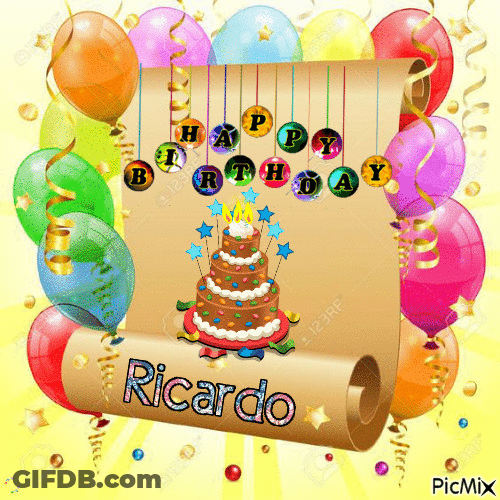 Happy Birthday Ricardo Colorful Text GIF