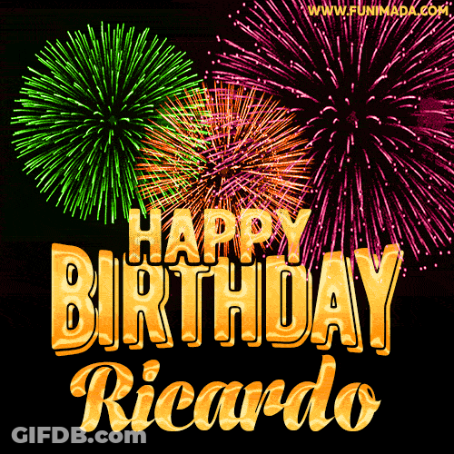 Happy Birthday Ricardo Fireworks Background GIF