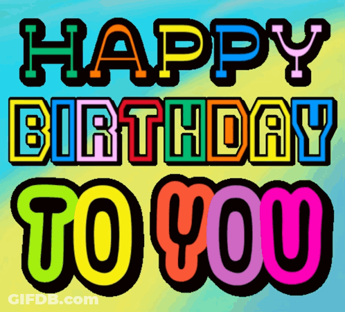 Happy Birthday Sign On Blue And Yellow GIF