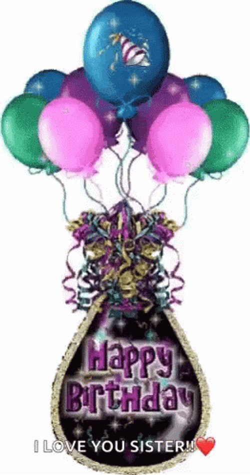 Happy Birthday Sister Balloons GIF