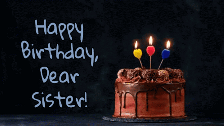 Happy Birthday Sister Candle Hearts GIF