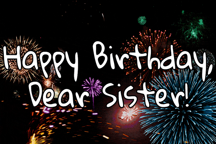Happy Birthday Sister Fireworks GIF