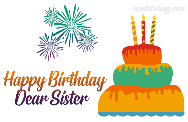 Happy Birthday Sister Fireworks Cake GIF