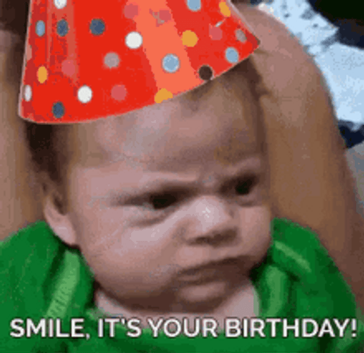 Happy Birthday Sister Funny Meme Frowning Baby GIF