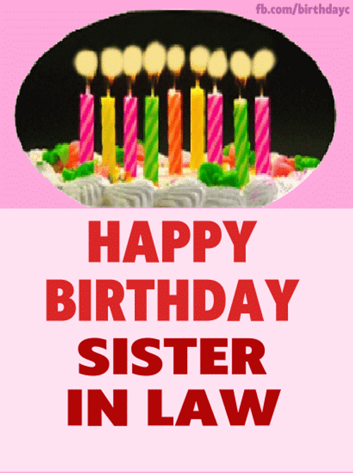 Happy Birthday Sister In Law Cake Candles GIF