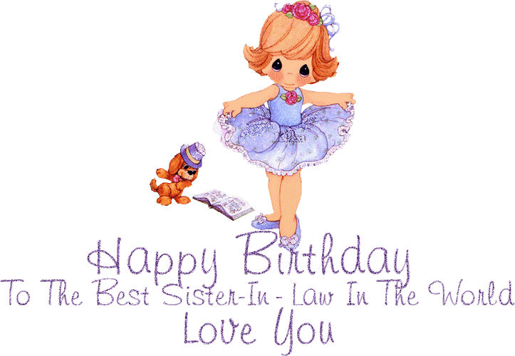 Happy Birthday Sister In Law Cute Purple Ballerina GIF