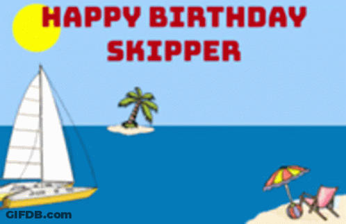 Happy Birthday Skipper Sailboat Card GIF
