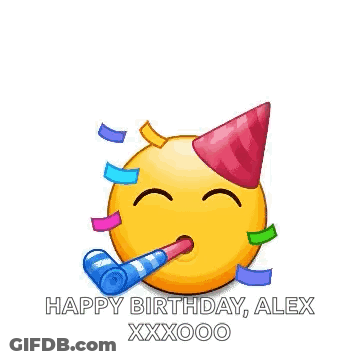 Happy Birthday Smiley Face Wearing Party Hat GIF