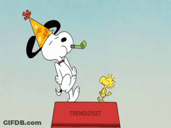 Happy Birthday Snoopy Blows Noisemaker GIF