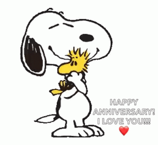 Happy Birthday Snoopy Loves Woodstock GIF