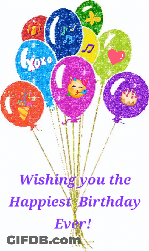 Happy Birthday Son Balloons With Emoji GIF