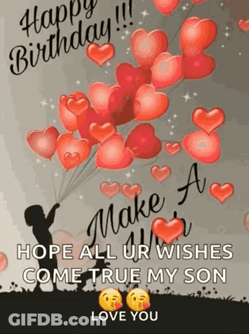 Happy Birthday Son Heart Blowing GIF