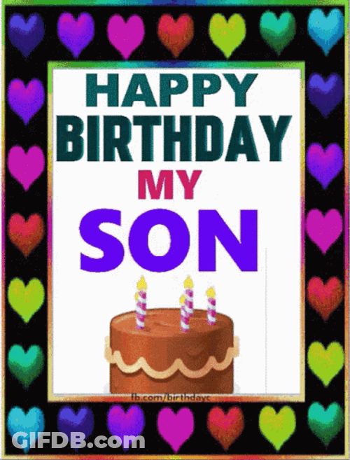 Happy Birthday Son Heart Border GIF