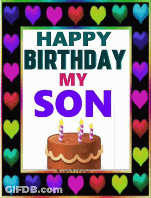 Happy Birthday Son Text Zooming In Out GIF