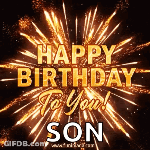 Happy Birthday Son With Fireworks GIF