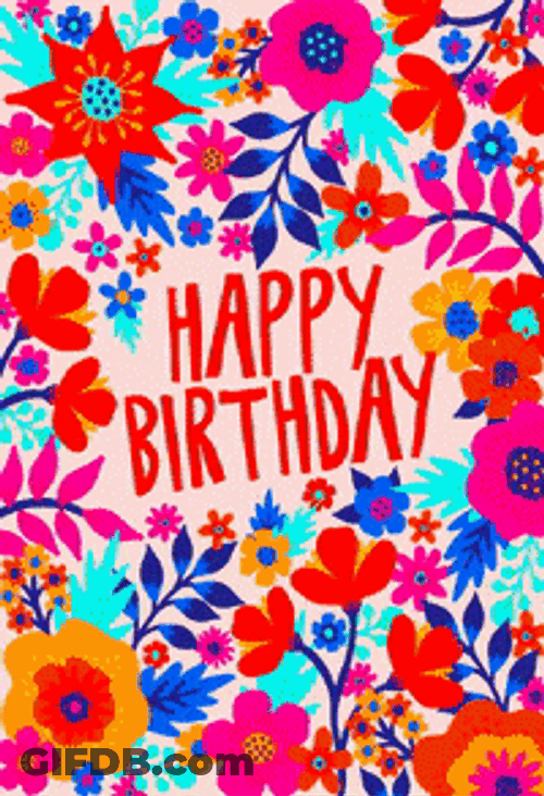 Happy Birthday Spring Flowers GIF