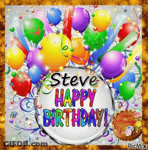 Happy Birthday Steve Glossy Background Creative Art GIF