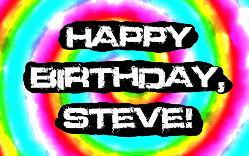 Happy Birthday Steve Greetings On Spiral Background GIF