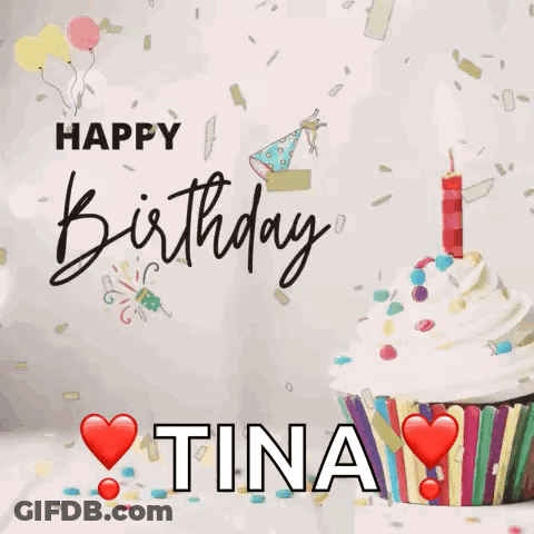 Happy Birthday Tina Greeting Card GIF