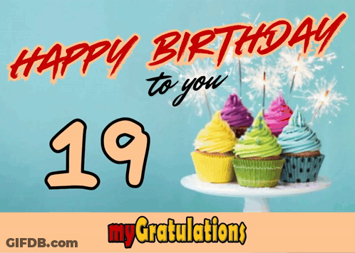 Happy Birthday To You Greeting Card With Cupcakes And Sparklers GIF