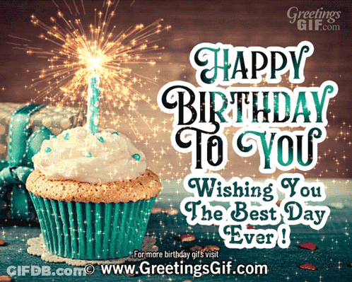Happy Birthday Wishing You The Best With Cupcake GIF