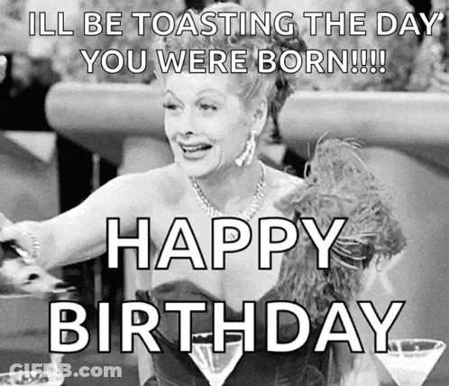 Happy Birthday Toasting Woman GIF