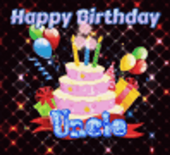 Happy Birthday Uncle Cake And Exploding Fireworks GIF