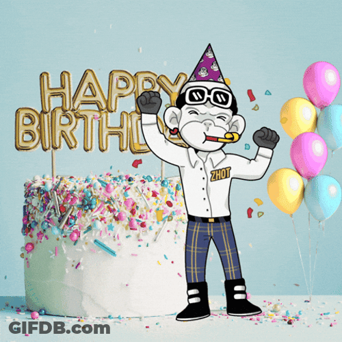 Happy Birthday Uncle Falling Confetti Monkey Celebrating GIF