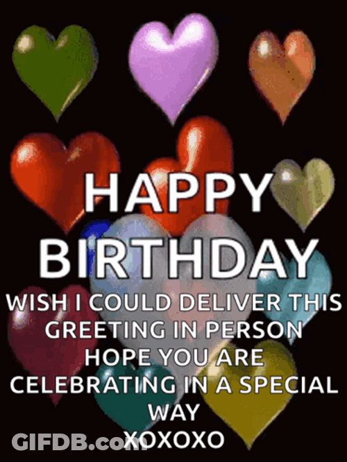 Happy Birthday Uncle Floating Heart Balloons GIF
