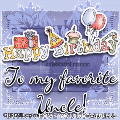 Happy Birthday Uncle Shimmering Graphics Design GIF