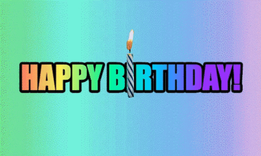 Happy Birthday Unicorn 3D Colors GIF