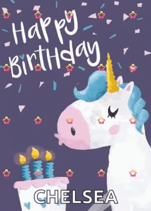 Happy Birthday Unicorn Chelsea Blowing Candles GIF