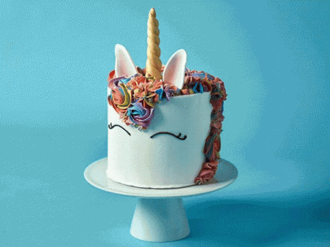 Happy Birthday Unicorn Cool Cake GIF